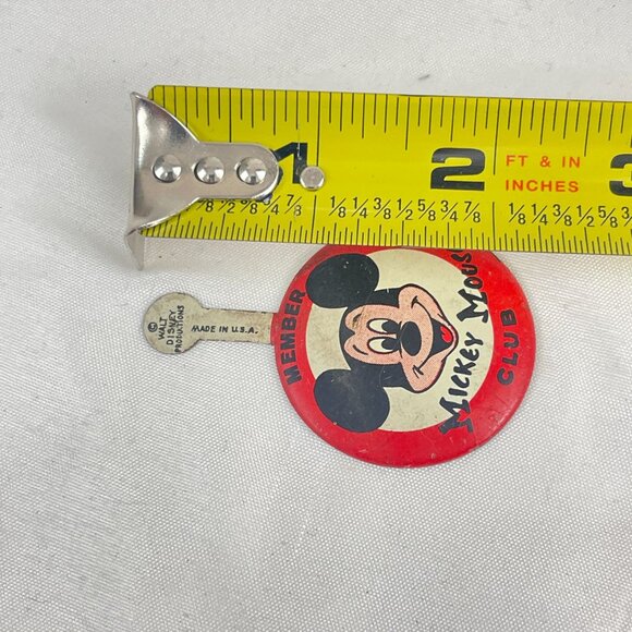Vintage Mickey Mouse Club Button Pin Badge Walt Disney Original Red White Black - Picture 2 of 6